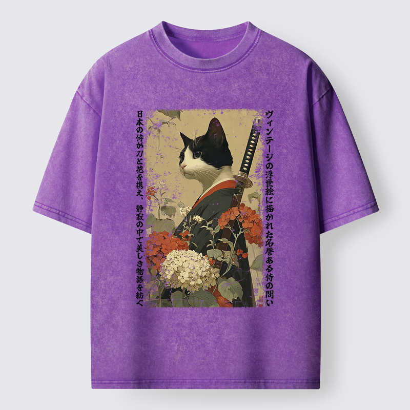 Tokyo-Tiger The Floral Samurai Washed T-Shirt