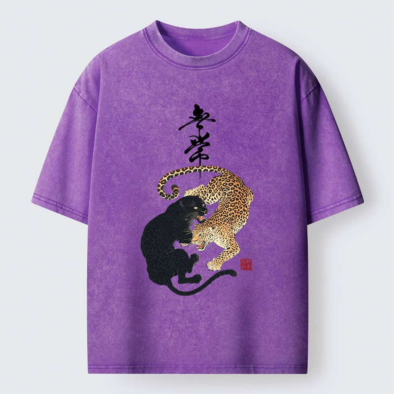 Tokyo-Tiger Impermanence Balance-Leopard Washed T-Shirt