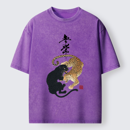 Tokyo-Tiger Impermanence Balance-Leopard Washed T-Shirt