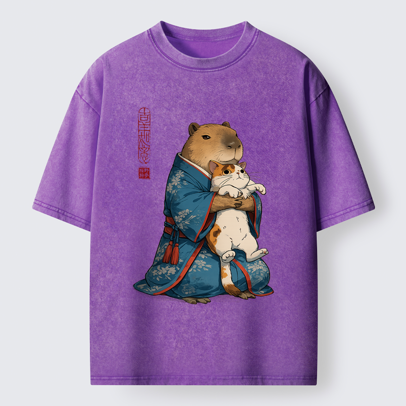 Tokyo-Tiger Furry Friends in Harmony Washed T-Shirt