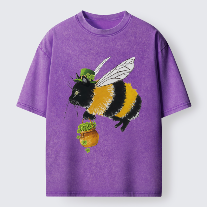 Tokyo-Tiger Lucky Buzz Cat Washed T-Shirt