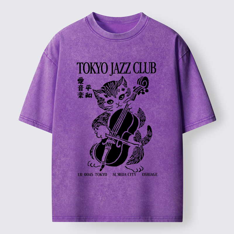 Tokyo-Tiger Tokyo Jazz Kitty Washed T-Shirt
