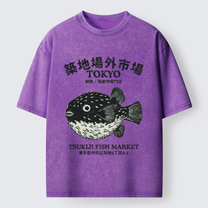 Tokyo-Tiger Pufferfish Tokyo Washed T-Shirt