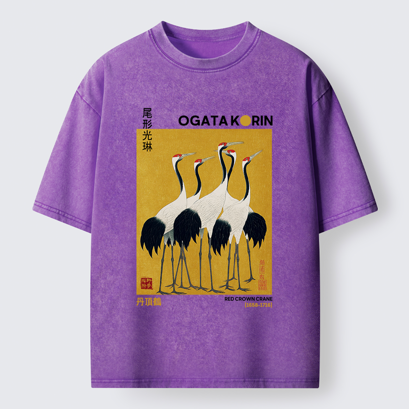 Tokyo-Tiger Dance of Cranes Washed T-Shirt