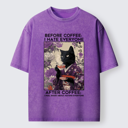 Tokyo-Tiger Coffee First, Humans Later Washed T-Shirt