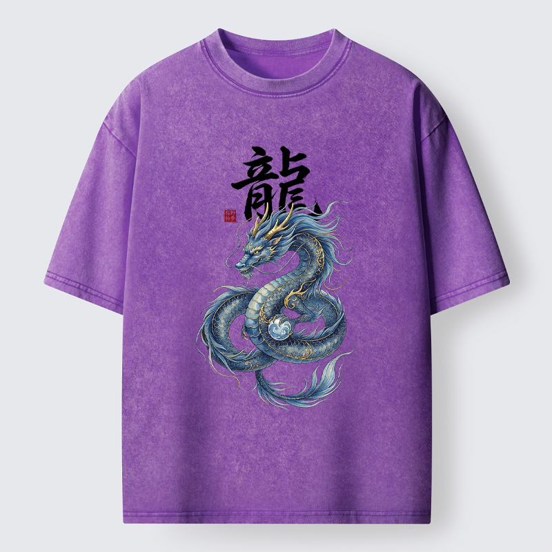 Tokyo-Tiger Mythic Blue Dragon Washed T-Shirt