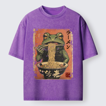 Tokyo-Tiger The Ramen Frog Poster Washed T-Shirt