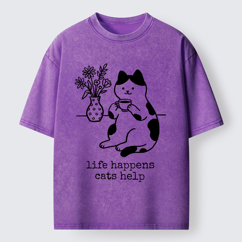 Tokyo-Tiger The "Everything's Fine"Cat Washed T-Shirt