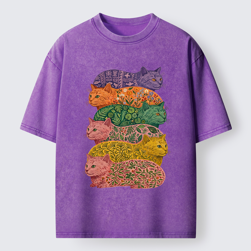 Tokyo-Tiger Botanical Felines Stacking Washed T-Shirt
