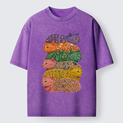 Tokyo-Tiger Botanical Felines Stacking Washed T-Shirt