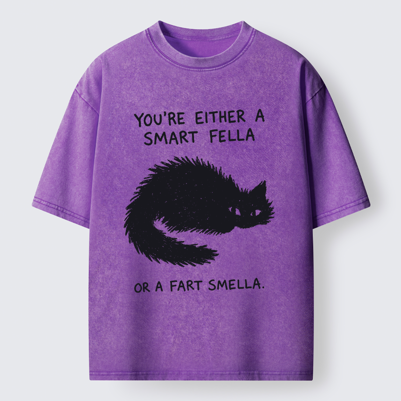 Tokyo-Tiger "Smart Fella" Punny Cat Washed T-Shirt