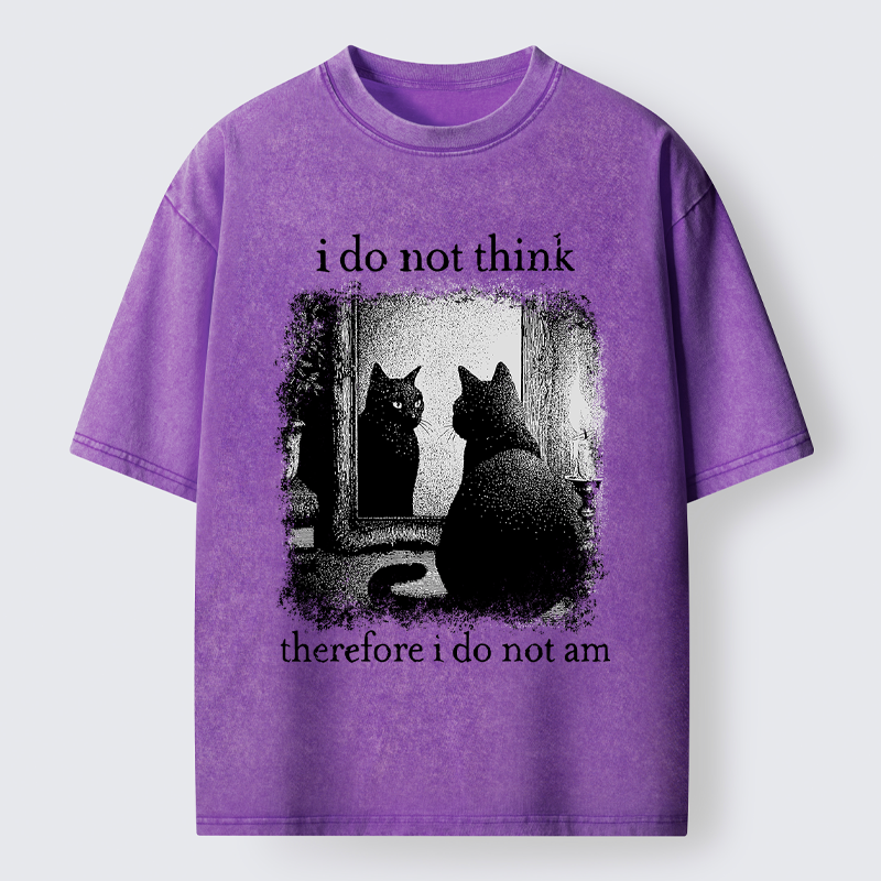 Tokyo-Tiger Funny Cat Philosophical Washed T-Shirt