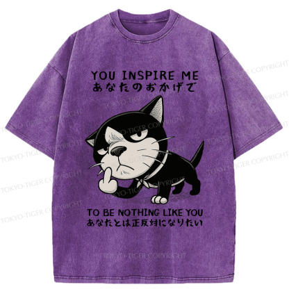 Tokyo-Tiger Funny Cat doesn't want to be you meme Washed T-Shirt