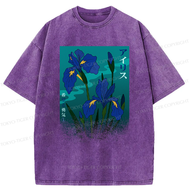 Tokyo-Tiger Iris flower-Hope and Courage Poster Washed T-Shirt