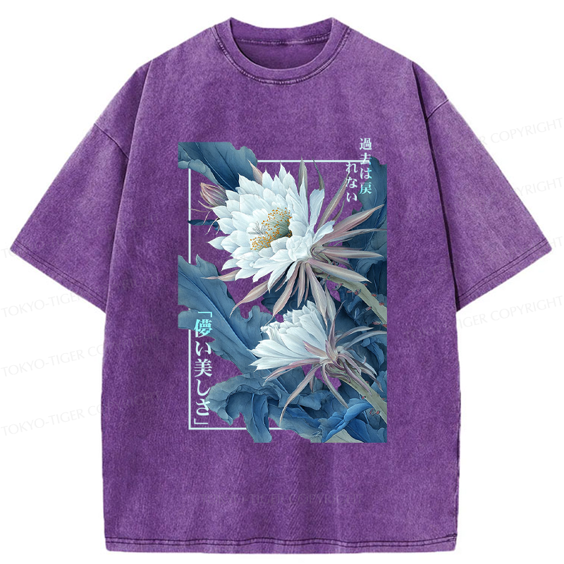 Tokyo-Tiger Vintage Epiphyllum-Short-lived beauty Poster Washed T-Shirt