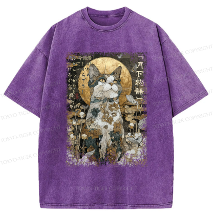 Tokyo-Tiger The Ukiyoe Cat: Moon Story Poster Washed T-Shirt