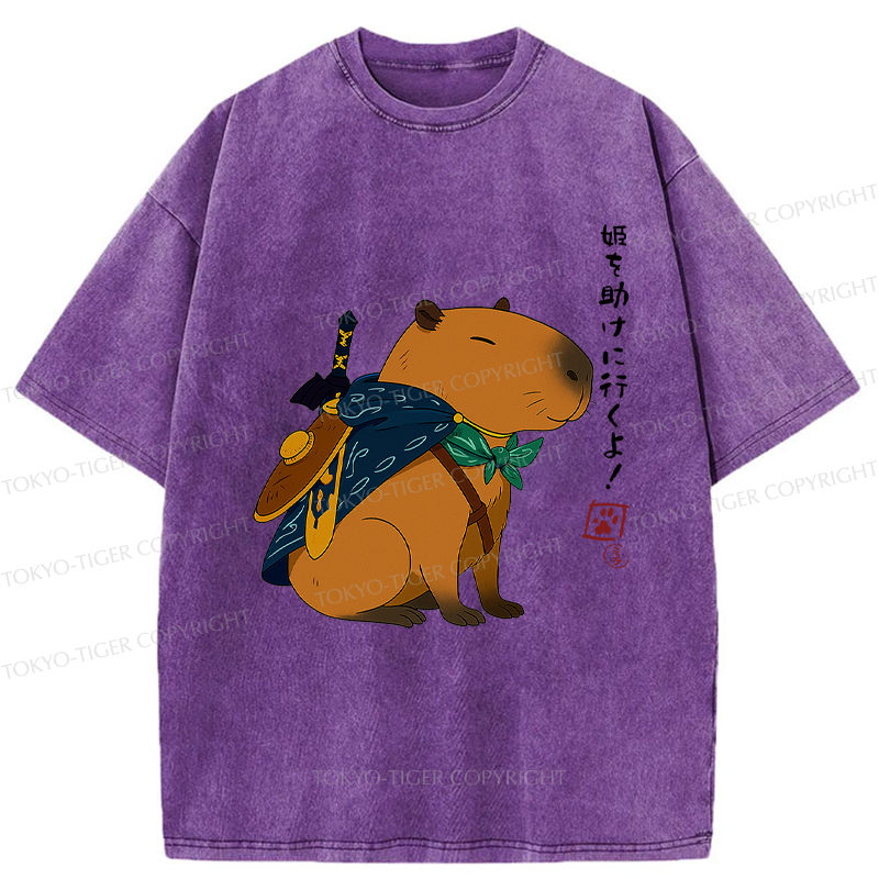 Tokyo-Tiger Capybara Is Going To Rescue The Princess Washed T-Shirt