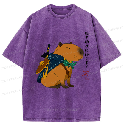Tokyo-Tiger Capybara Is Going To Rescue The Princess Washed T-Shirt