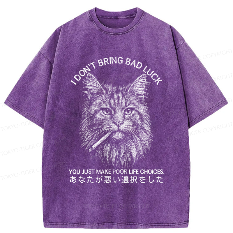 Tokyo-Tiger Cat Don't Bring Bad Luck–It’s Up To You Washed T-Shirt