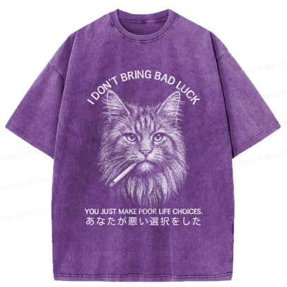 Tokyo-Tiger Cat Don't Bring Bad Luck–It’s Up To You Washed T-Shirt