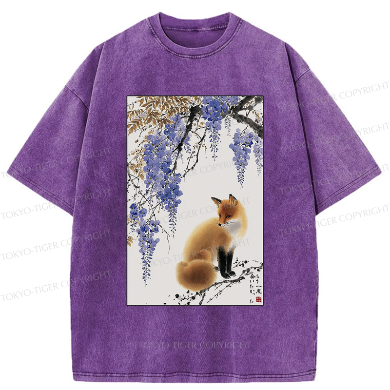 Tokyo-Tiger I Wished To See You Again-Fox & Wisteria Washed T-Shirt
