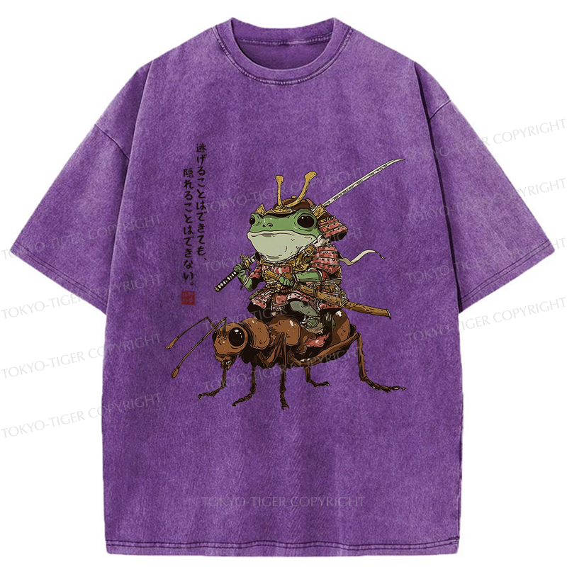 Tokyo-Tiger Frog Samurai：You Can Run But You Can't Hide Washed T-Shirt