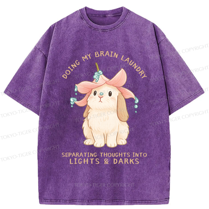 Tokyo-Tiger Flower Hat Bunny: Brain Laundry Washed T-Shirt