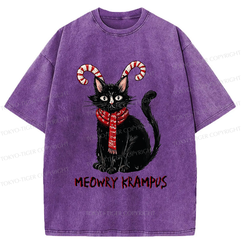 Tokyo-Tiger Meowry Krampus-The Festive Rebel Washed T-Shirt