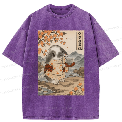 Tokyo-Tiger Ukiyoe Rabbit serves tea Poster Washed T-Shirt