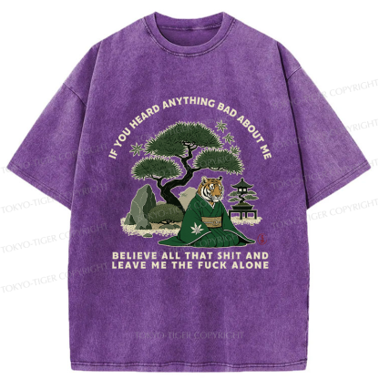 Tokyo-Tiger Funny Ukiyoe Tiger Samurai Zen Washed T-Shirt