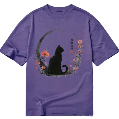 Tokyo-Tiger Black Cat And Flowers Classic T-Shirt