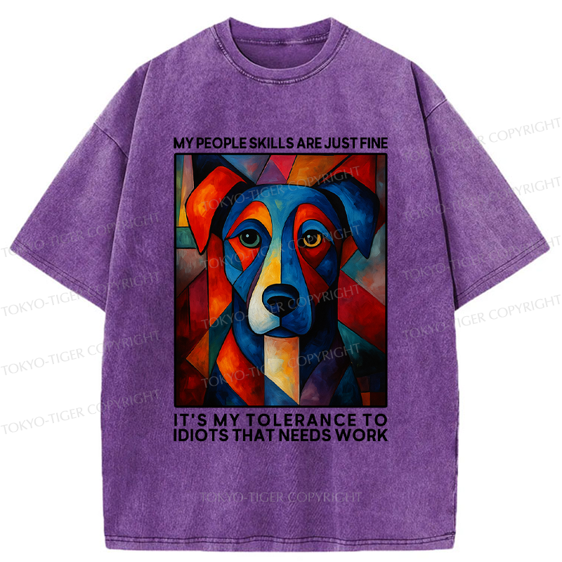 Tokyo-Tiger Funny Picasso Dog Meme Washed T-Shirt