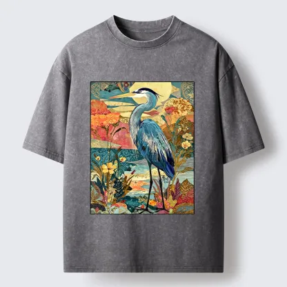 Tokyo‑Tiger Heron Wild Bloom Washed T‑Shirt