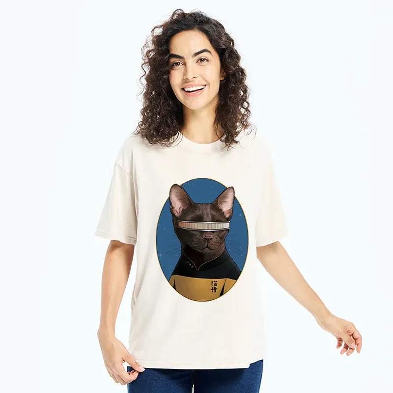 Tokyo-Tiger Star Cat Waiter Washed T-Shirt