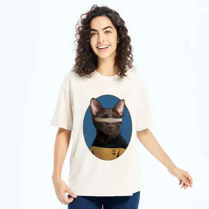 Tokyo-Tiger Star Cat Waiter Washed T-Shirt