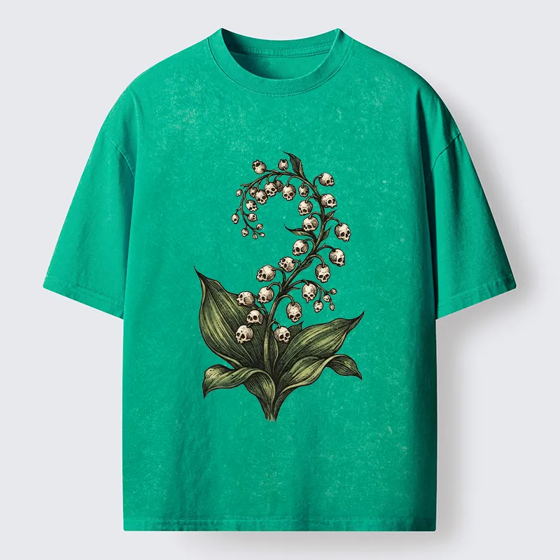 Tokyo-Tiger Skull Lily Art Washed T-Shirt