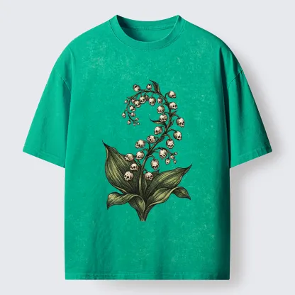 Tokyo-Tiger Skull Lily Art Washed T-Shirt