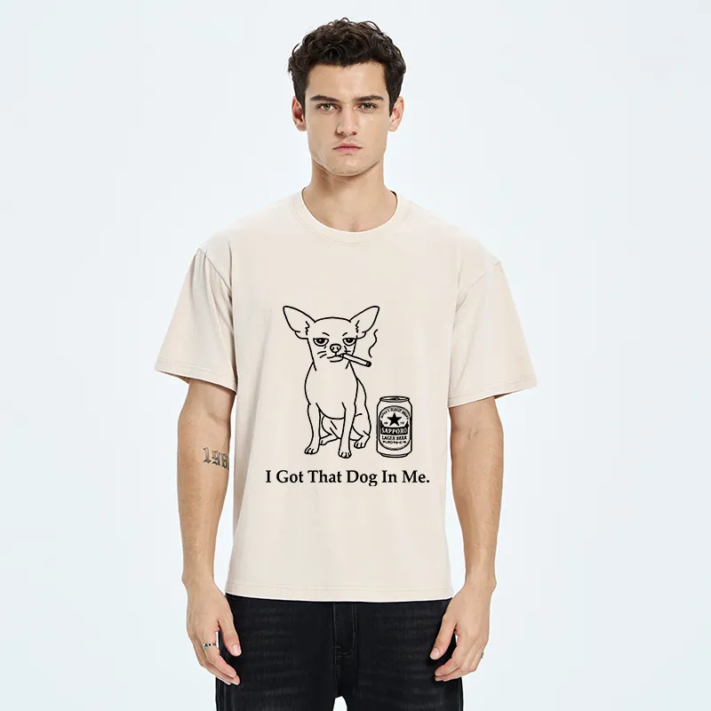 Tokyo-Tiger Chihuahua Smokes And Drinks Alcohol Washed T-Shirt