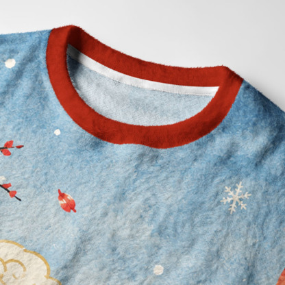 Tokyo-Tiger Cat Ride Koi Fuzzy Christmas Ugly Sweatshirt