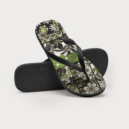 Tokyo-Tiger Tropical Plant Flip Flops