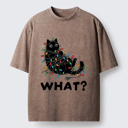 Tokyo-Tiger Cute Christmas Black Cat Meme Washed T-Shirt