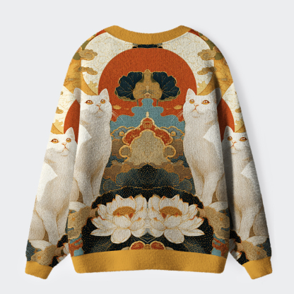 Tokyo-Tiger White Guardians Of The Vermilion Sun Ugly Cardigan Sweater