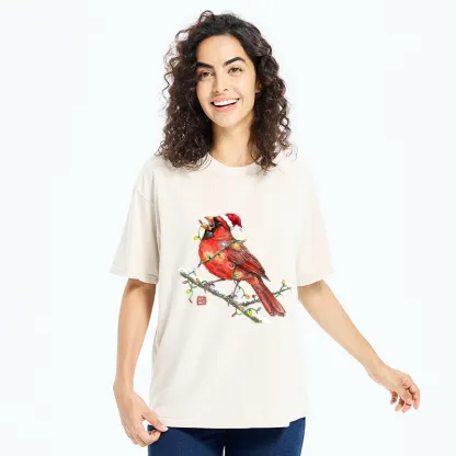 Tokyo-Tiger Christmas Cardinal Bird Washed T-Shirt