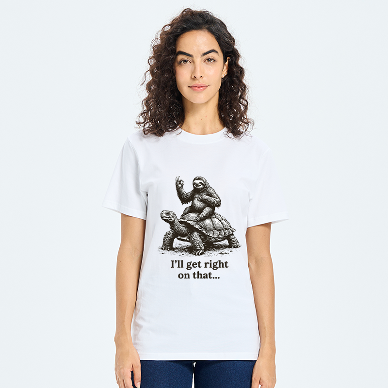 Tokyo-Tiger Sloth On Turtle Slow Friends Funny Meme Classic T-Shirt