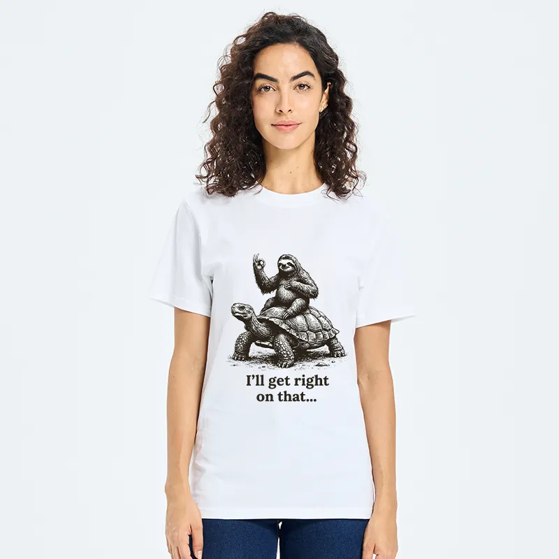 Tokyo-Tiger Sloth On Turtle Slow Friends Funny Meme Classic T-Shirt