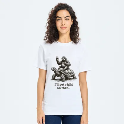 Tokyo-Tiger Sloth On Turtle Slow Friends Funny Meme Classic T-Shirt