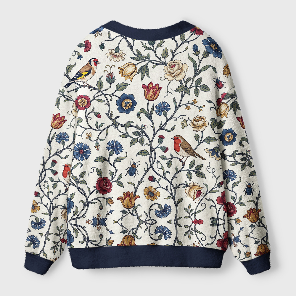 Tokyo-Tiger Vine And Songbirds Ugly Cardigan Sweater