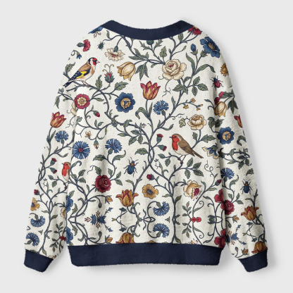 Tokyo-Tiger Vine And Songbirds Ugly Cardigan Sweater