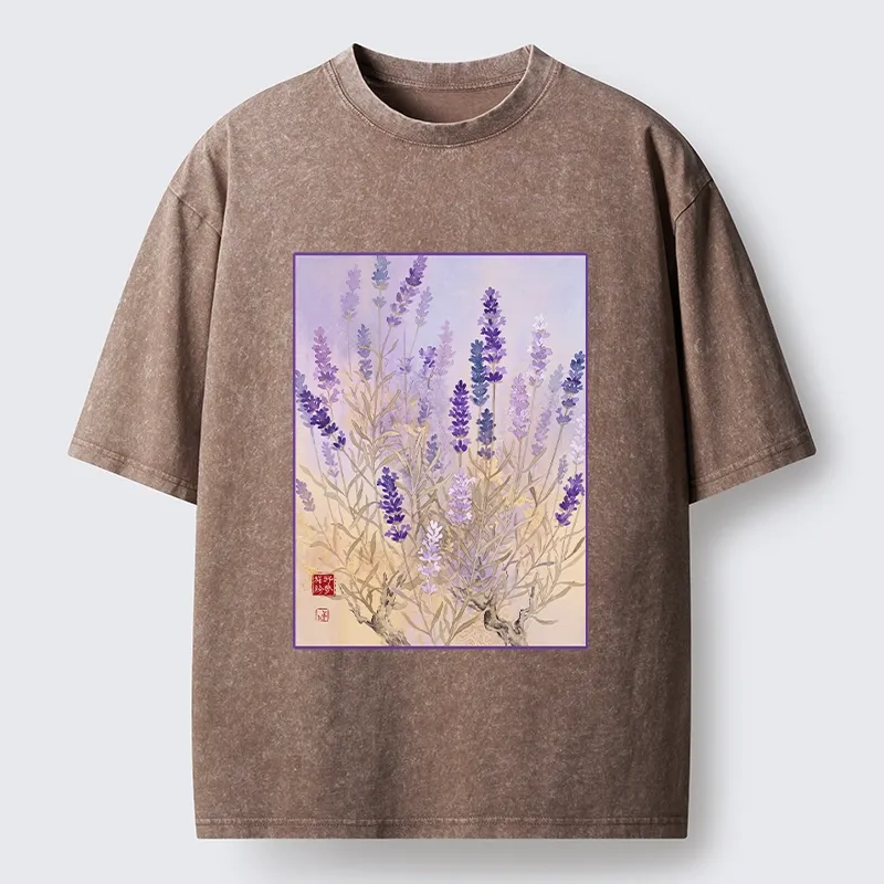 Tokyo-Tiger Lavender Bloom Art Washed T-Shirt