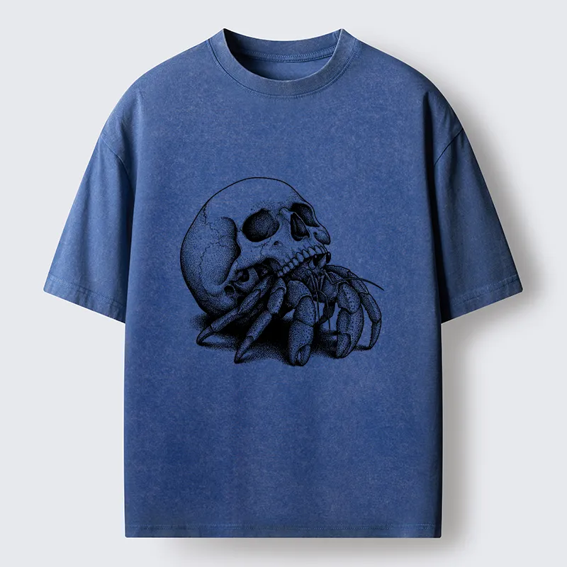 Tokyo-Tiger Skull Crab Meme Washed T-Shirt